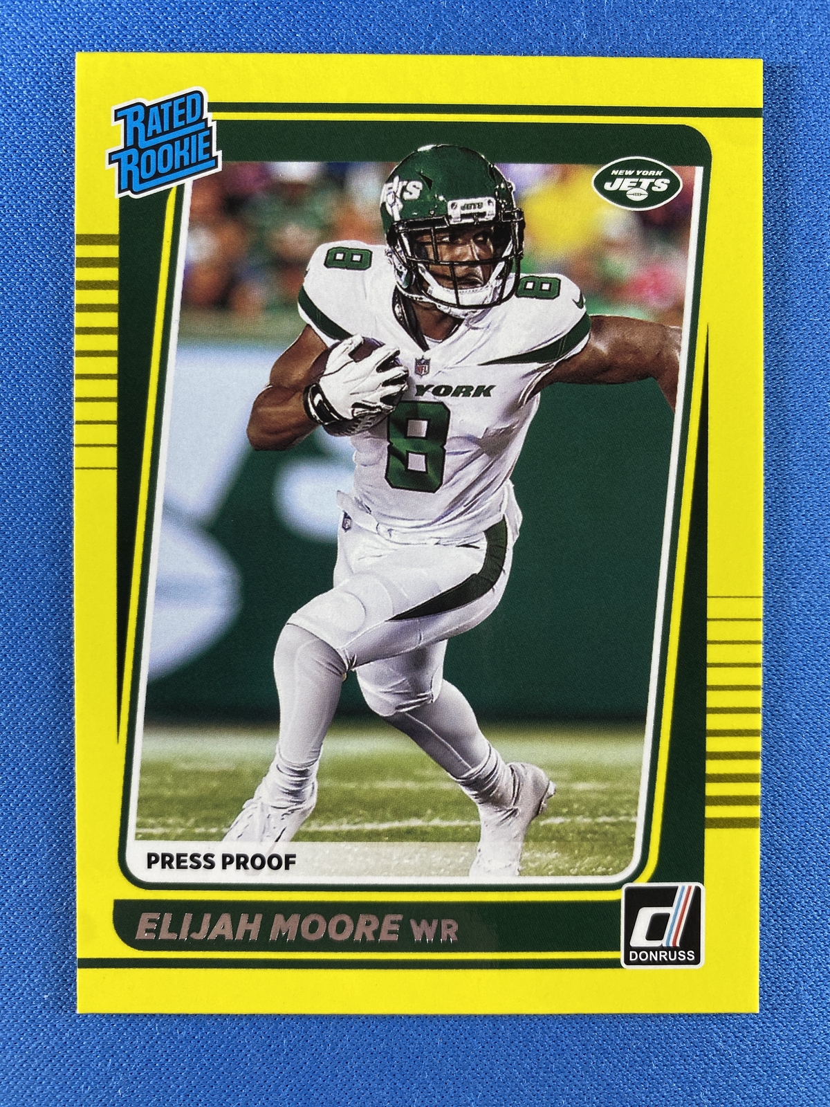 Elijah Moore 2021 Donruss #271 Press Proof Yellow Rookie New York Jets
