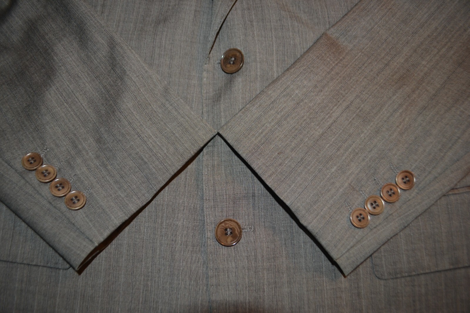 Hugo Boss Men Super 100 Wool Pinstripe 2 Front Button Suit Sz 40R Wst 34x33 thumbnail 8