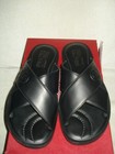 100% AUTH NEW MEN FERRAGAMO PEGASO GANCIO BLACK SLIDE LEATHER SANDALS US 8 M — photo 7