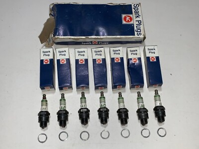 AC 44 -  SET OF 7 - SPARK PLUGS GREEN RINGS NOS GM 1559492 CORVETTE
