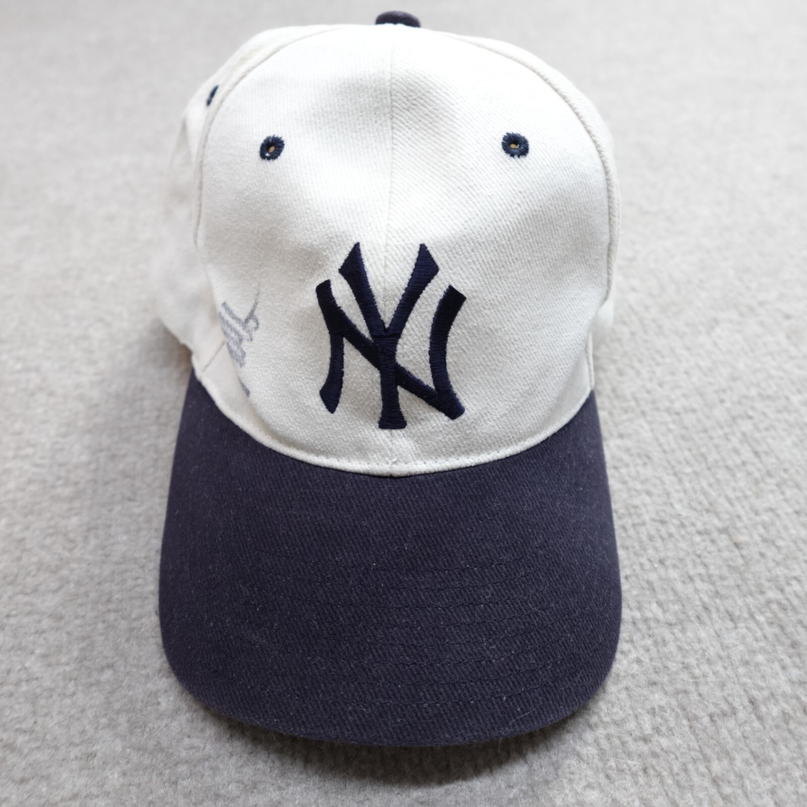 Vintage New York Yankees Hat Beige Strapback Embroidered Autograph
