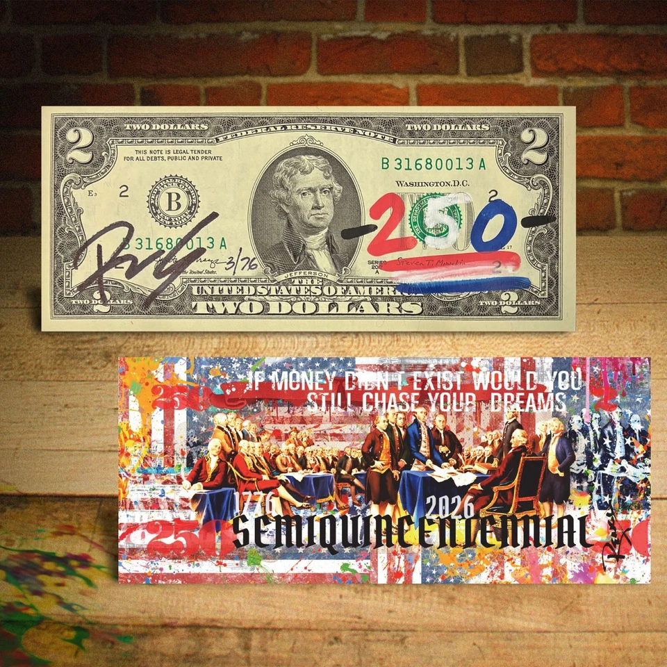 USA 250th Anniversary 1776-2026 Rency Hand Signed US $2 Bill Money & Dreams #/76 - Image 3 of 4