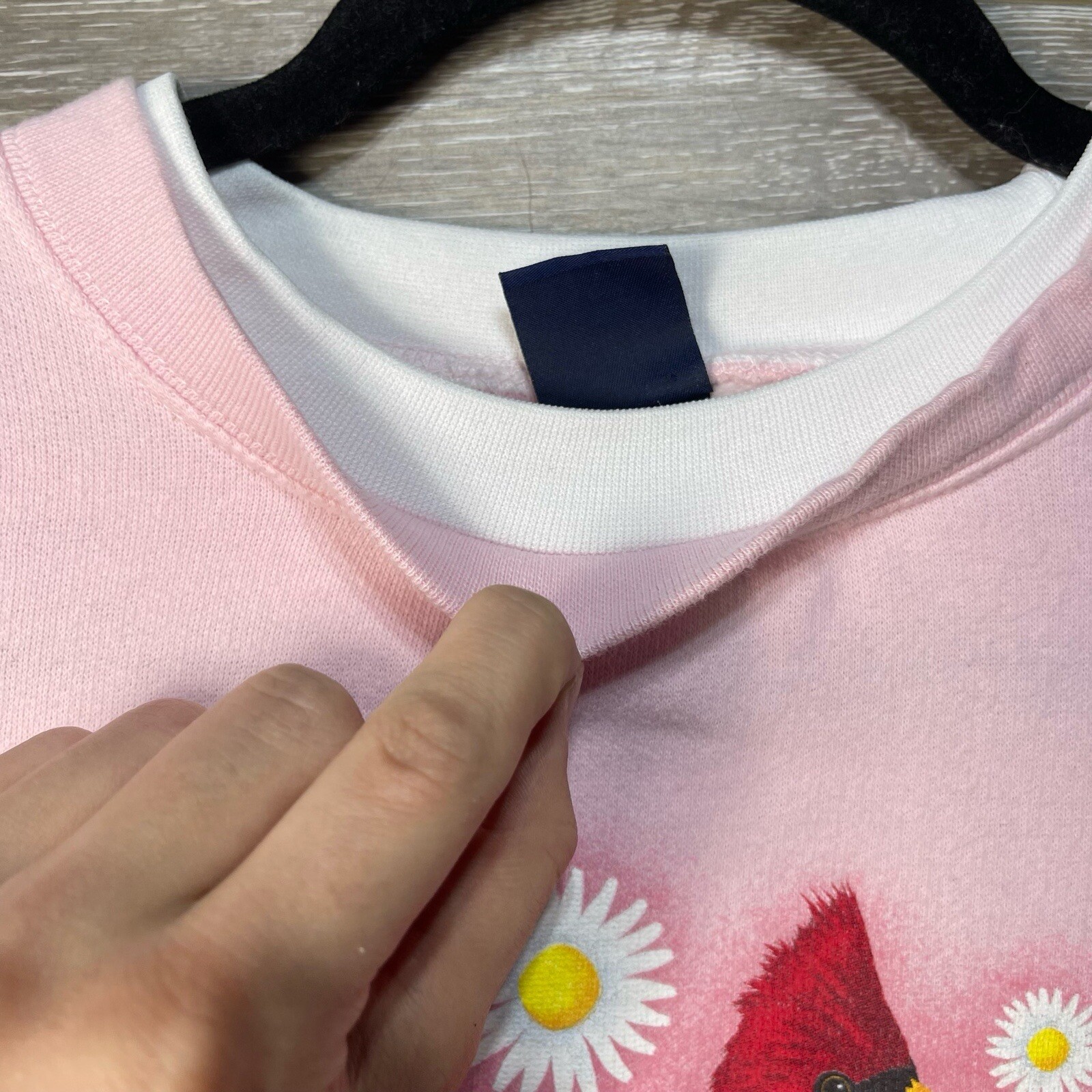 Bird Sweatshirt Size Large Basic Editions Pink Re… - image 3