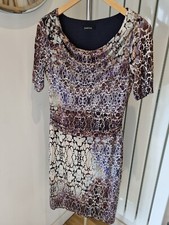 Bianca Fully Lined Flattering Tummy Ruche Midi Dress Size 8/10 Animal Print