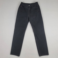 VTG Guess Womens Tapered Leg Jeans Triangle Black Dark Wash Denim USA 30