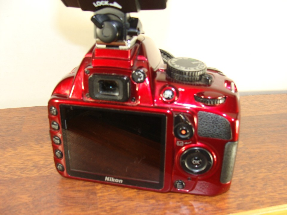 Nikon D3100 14.2MP Digital SLR Camera Red w/ 1855mm VR Lens , FLASH