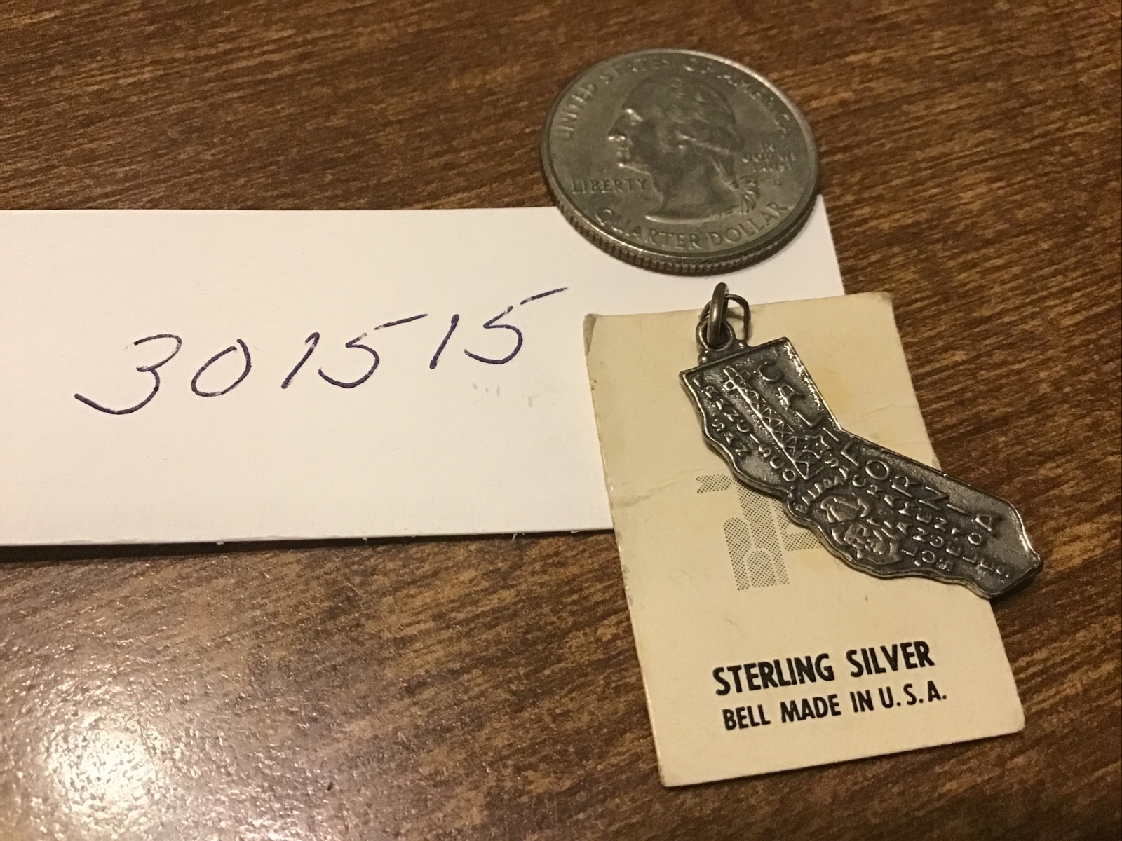 925 Sterling Silver California State Map Charm Pendan… Gem