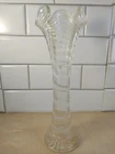 Imperial ~ Clear Ripple Swung Style Small Glass Vase ~ 10.5"x3.5" ~ Vintage