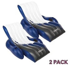 Inflatable Floating Comfortable Recliner Arm Rests Lounges W/Cup Holders (2 Pk)