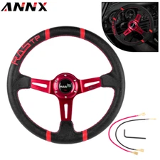 14" RASTP Deep Dish Drifting Sport Steering Wheel Aluminum Racing Red