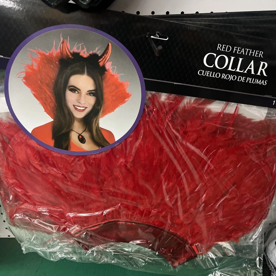 Disfraz de Halloween con cuello de pluma rojo disfraces diablo disfraces Foto 3 de 3