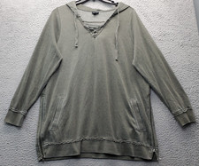 Torrid Hoodie Womens 1 Green Fleece Lined Lace Up Front Ribbed Cuff Side Zipper