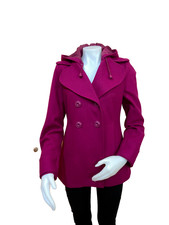 New York Company Women Wool Coat Jacket 2 Futshia Hooded Double Breasted Pocket