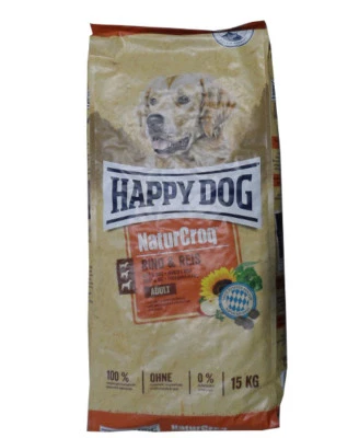 15kg Happy Dog  Naturcroq Adult Rind & Reis Hundefutter