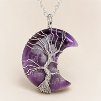 Lebensbaum Amethyst Mond AnhäNger 20 Zoll Halskette Halbmond Draht...
