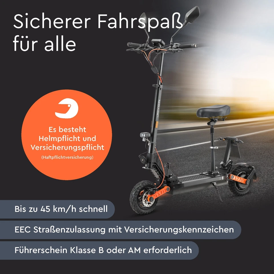 E-Scooter mit Sitz Joyor S8E 45 kmh offroad Elektroroller Mofa Straßenzulassung  - Bild 2 von 4