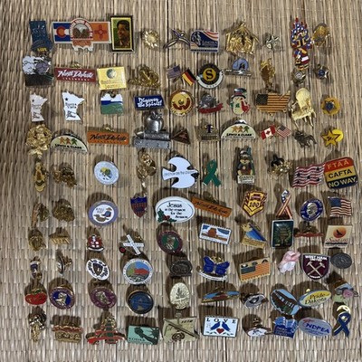 Lot of 100 MIXED PINS. STATE , FLAG ECT.. SEE PICTURES 