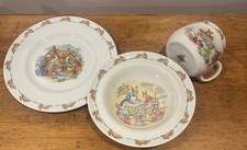 Vtg Royal Doulton Bunnykins English 3 Piece Child Dish Set Plate Bowl and cup