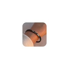 Black Bangle Bracelets for Women, Black Gold Plated Oval Bracelet Black