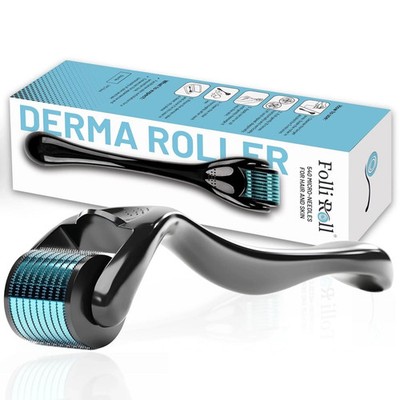 FolliRoll Blue Derma Roller for HAIR, BEARD and SKIN | Microneedle Roller... 