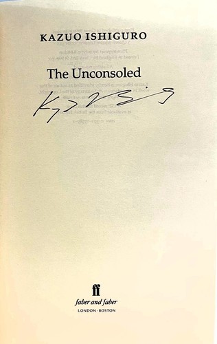 The Unconsoled Hardcover by Kazuo Ishiguro (Faber & Faber, 1995, Signed, Hardcvr - Imagen 4 de 5