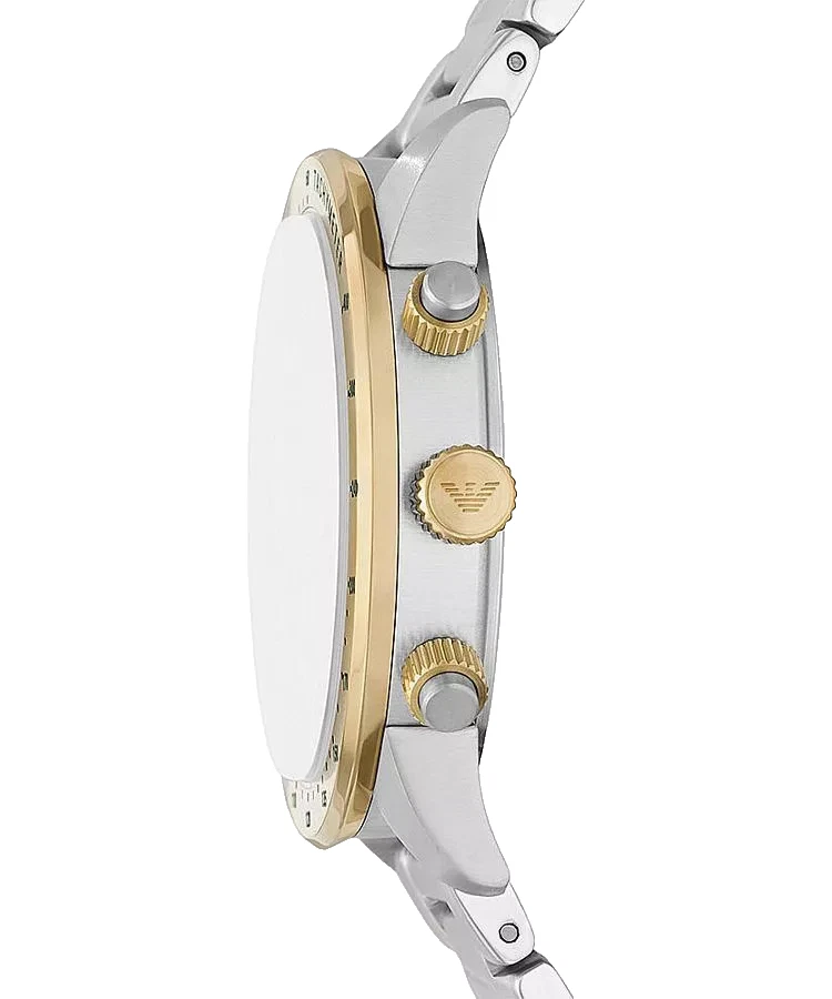 EMPORIO ARMANI MARIO CHRONOGRAPH AR11454 GREEN DIAL SILVER BREACELET MENS WATCH - Image 2 of 4