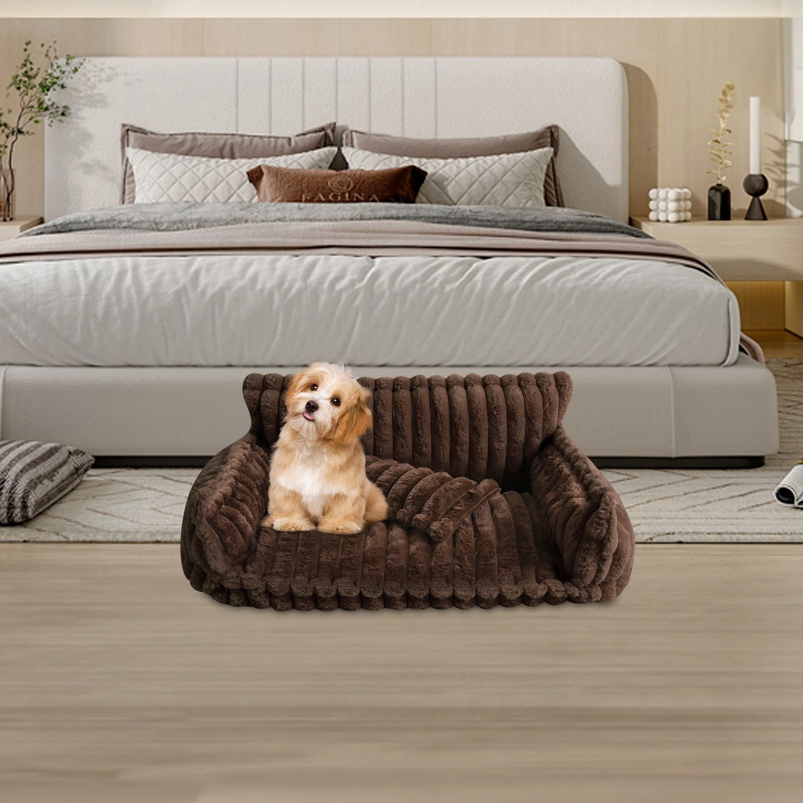 Soft & Cozy Fluffy Cat Beds Pet Couch with Removable Washable Cover for Pets