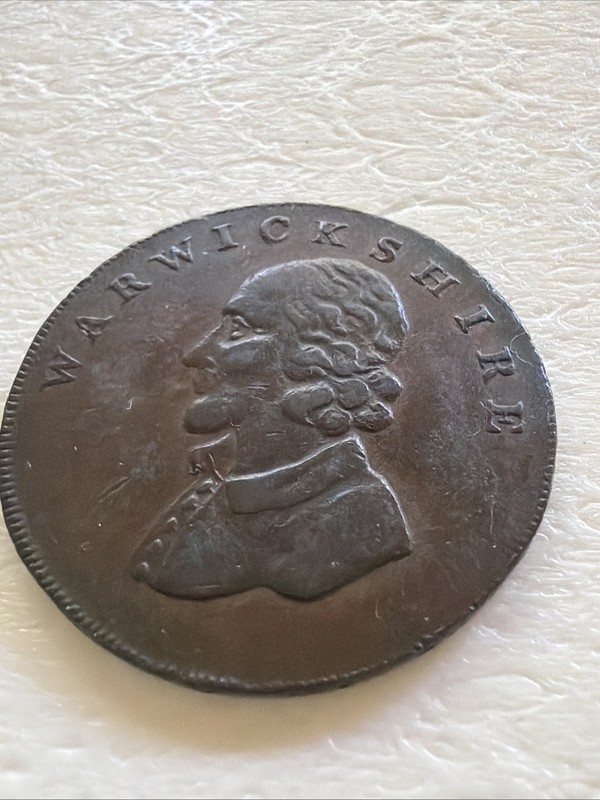 1792 United Kingdom, Half penny Token, Warwickshire,  With Edge Lettering 🔥