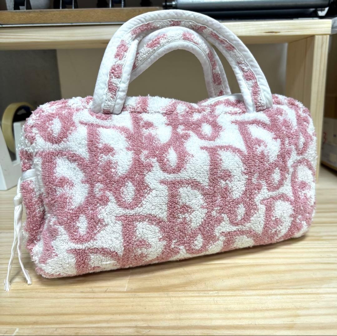 Christian Dior Handbag Terry Cloth Pink White Trotter Pocket Women's Authentic thumbnail 20