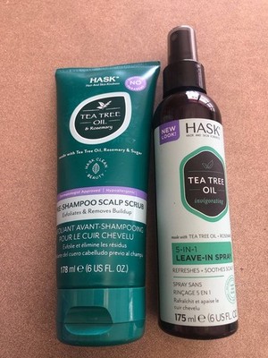 Hask Tea Tree Oil Pre-Shampoo Scalp Scrub 6 oz. + Leave-in Scalp Spray 6 oz.