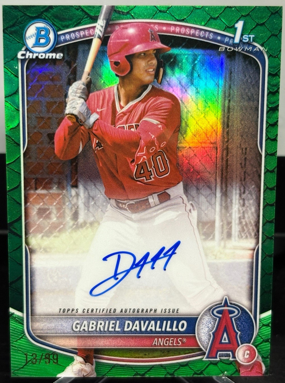 2025 Bowman Chrome - Gabriel Davalillo 1st Green Reptilian Auto /99 Angels