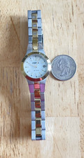 Fossil Womens 2 Tone Wrist Watch Missing Crown "SOLD AS IS"