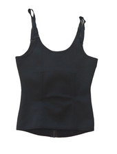 Corset Adjustable Straps Hook Eye and Zip Closure Below Bust Black SIZE LARGE