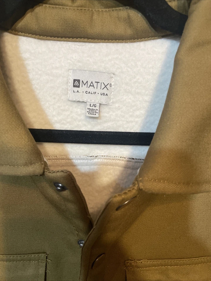 Matix Jacket Camel Brown Men's Large Full Zip Pockets Collared Canvas - Image 2 of 4