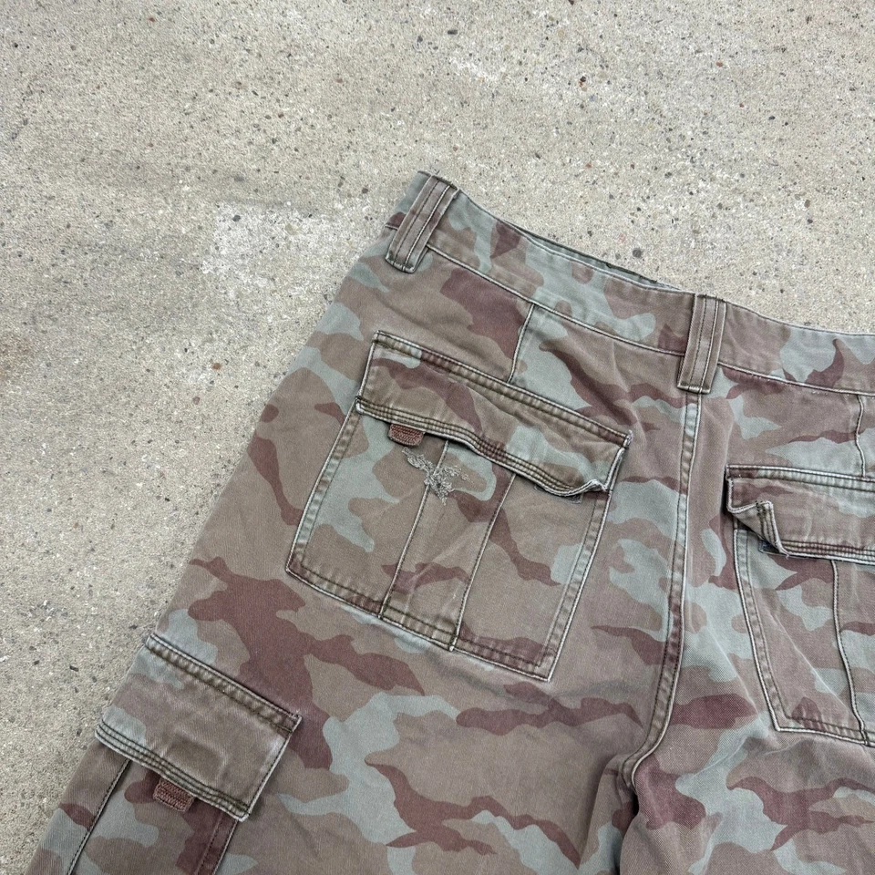 Pantalones Cortos Carga Y2K Hawk Ejército Camuflados Talla 34 Verde Patinador Militar Estilo Grunge Foto 4 de 4