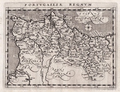 Portugal Map Carte Map Magini Engraving Grabado 1617