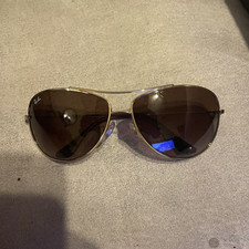 Ray-Ban Men's Aviator Sunglasses Gold Metal Frame Brown Tinted Glass Lenses