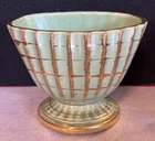 VTG. Hull Pottery #45 Green with Gold Trim Capri Footed Planter Vase USA