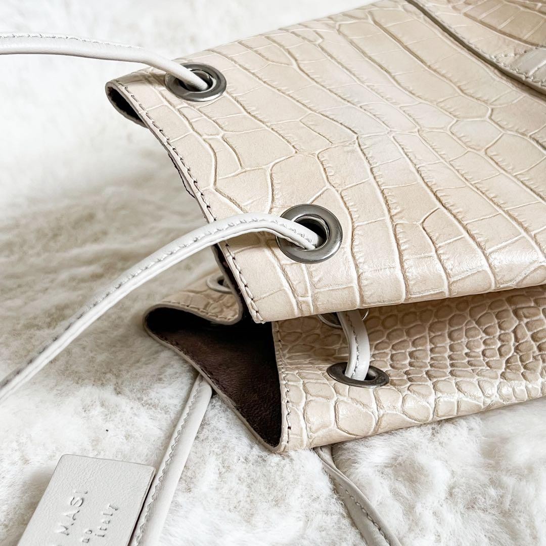 Marco Masi Python Pattern Ivory Drawstring Should… - image 13