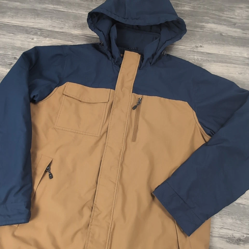 Swiss Tech Mens Brown Blue Full Zip Hooded Parka Jacket Winter Coat Size M 38-40 - Image 3 of 4