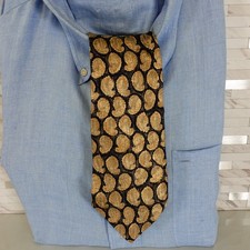 Neck Tie Mens Gold Black Paisley Italian Silk Suit Bold Harvest WIDE CC CASUALS