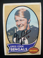 RARE Greg Cook Autographed 1970 Topps Football ROOKIE Card #235 Bengals. rookie card picture