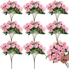 8 Pack 12 Inch Wedding Bouquets for Bride Bridesmaid Red Artificial Rose Bouq...
