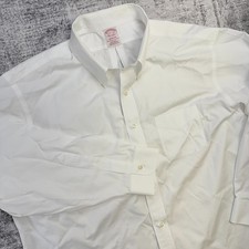 Brooks Brothers Shirt Mens 17.5 33 White Madison Fit Supima Cotton Button Down
