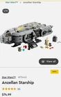 NEW LEGO Star Wars/Mandalorian & Grogu Anzellan Starship Set 75445  *Retails $75