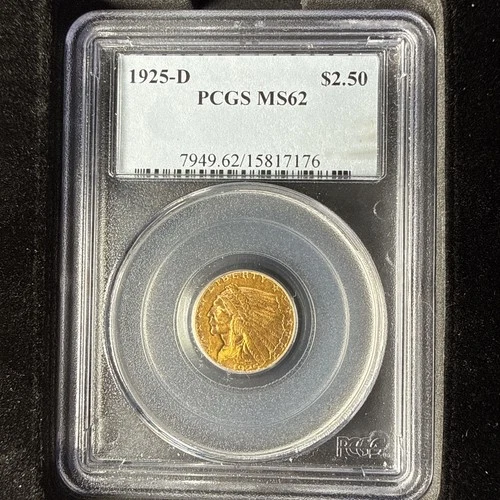 1925 D Indian Gold Quarter Eagle $2.50 Coin PCGS MS62