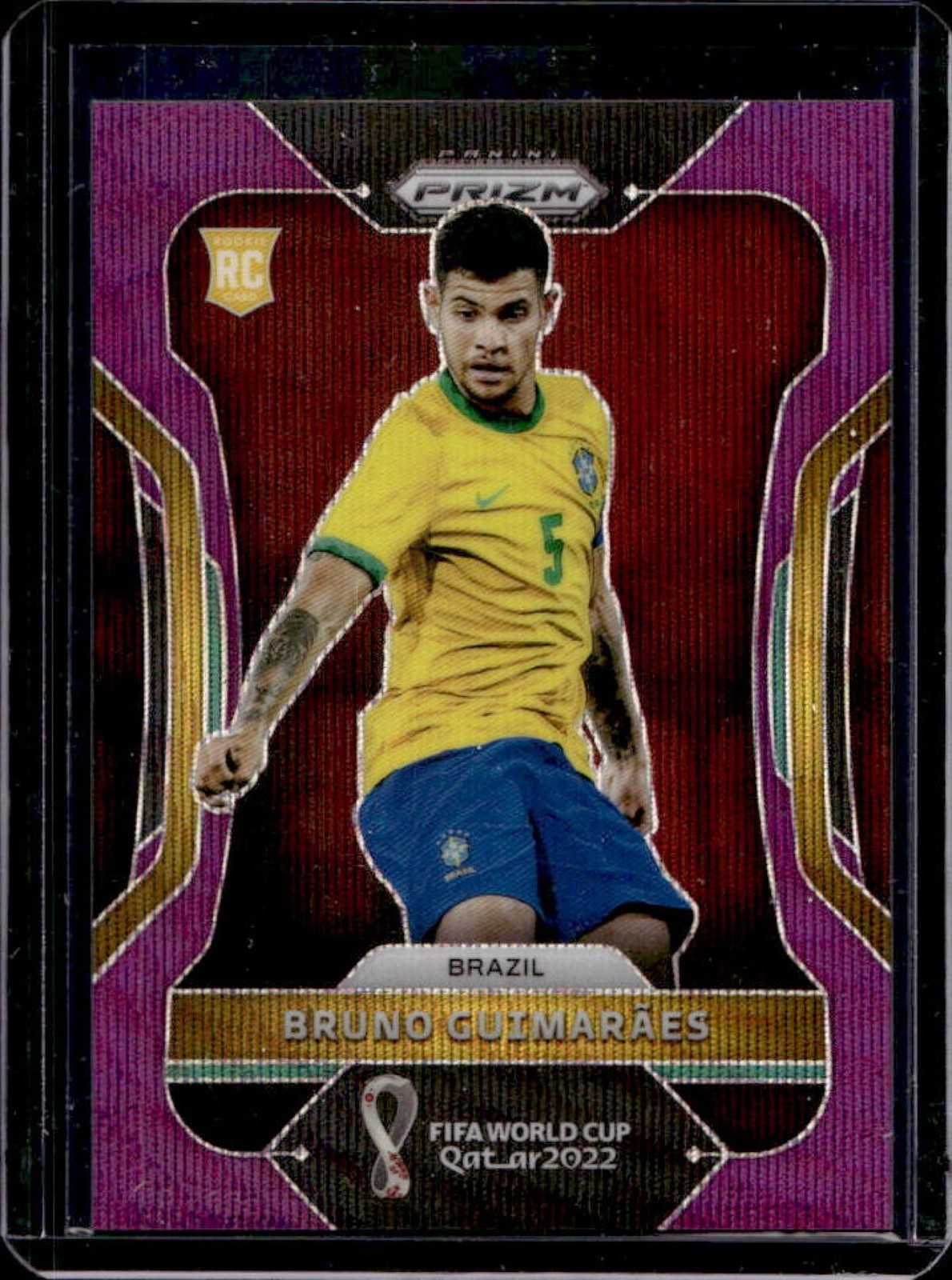 2022-23 Panini Prizm World Cup Bruno Guimaraes RC Purple Wave #/99 Brazil