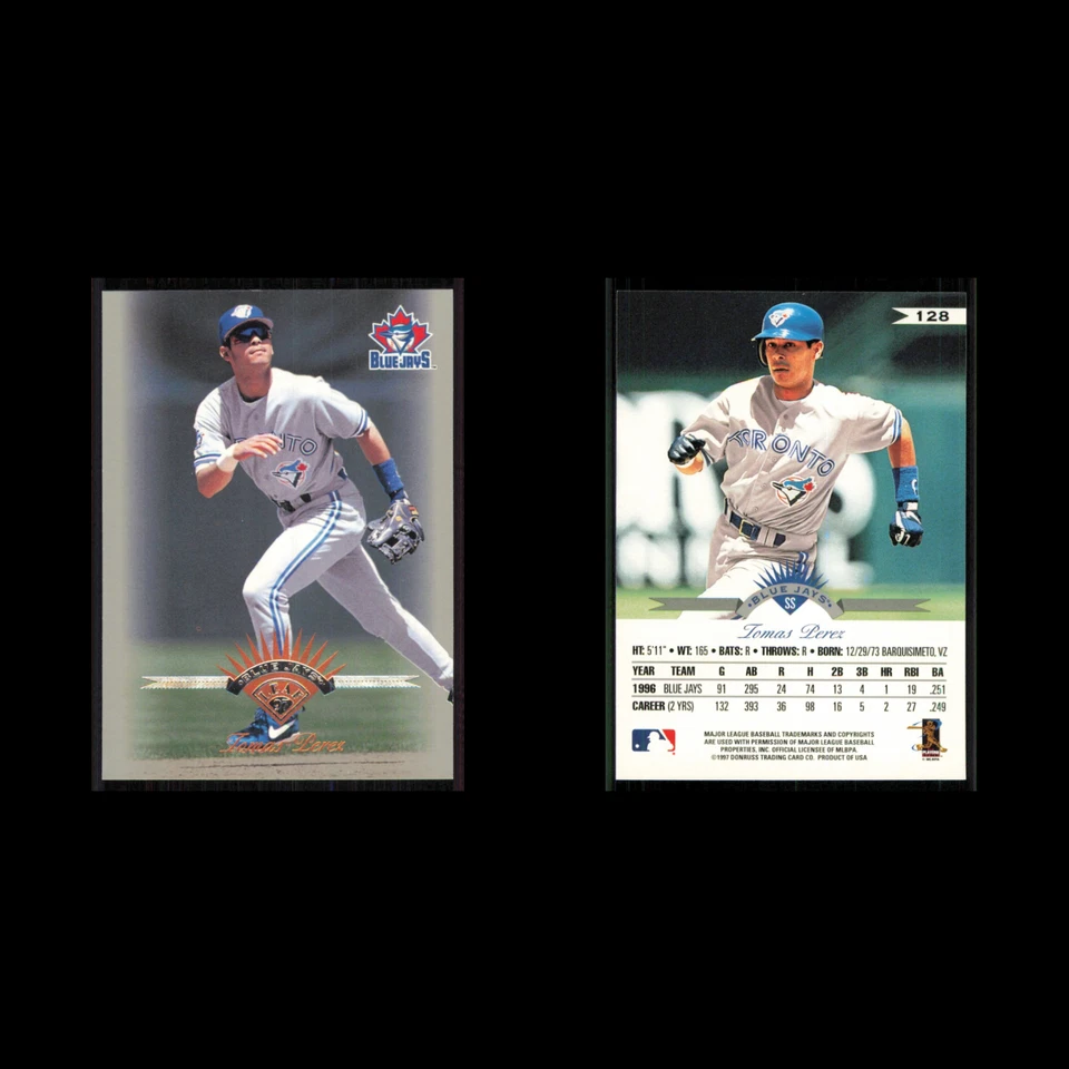 Tomas Perez #128 1997 Leaf Toronto Blue Jays Baseball Card MLB NM - Image 3 of 3