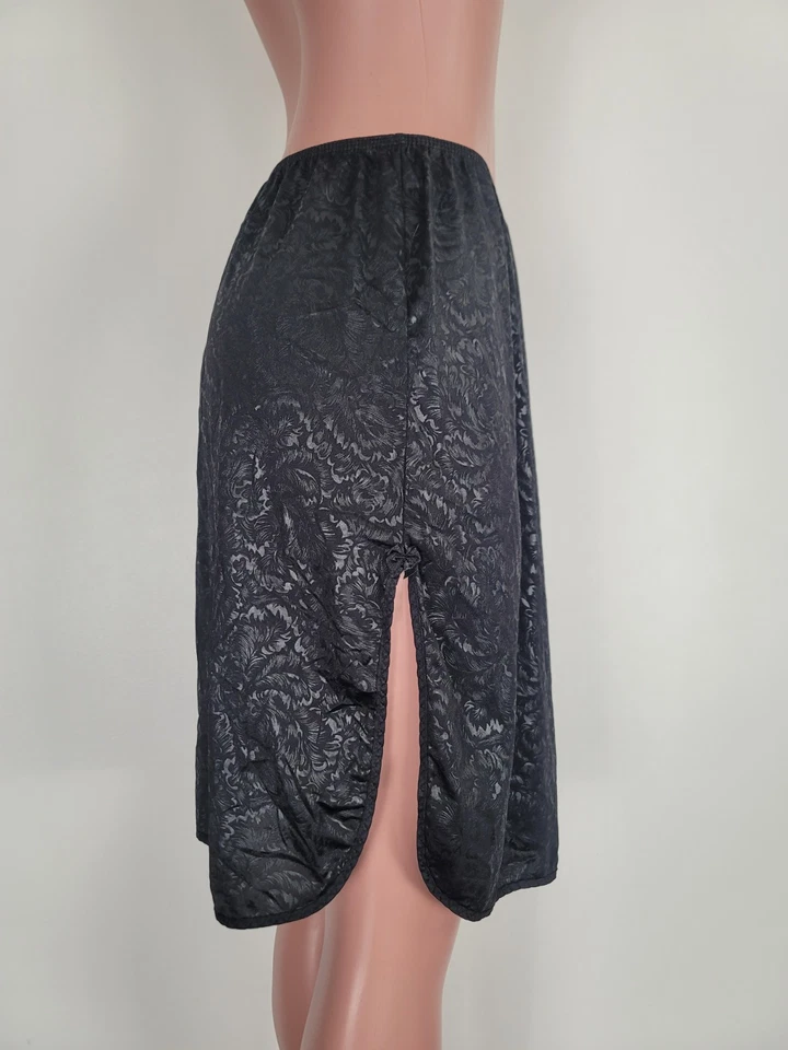 Sexy Sissy Vintage Illusions Negro Estampado Doble Ranura Nylon Medio Deslizamiento Talla XL Foto 4 de 4