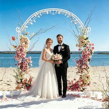 7.87 ft Tall White Metal Wedding Arch - Floral Backdrop Stand for Ceremony Party